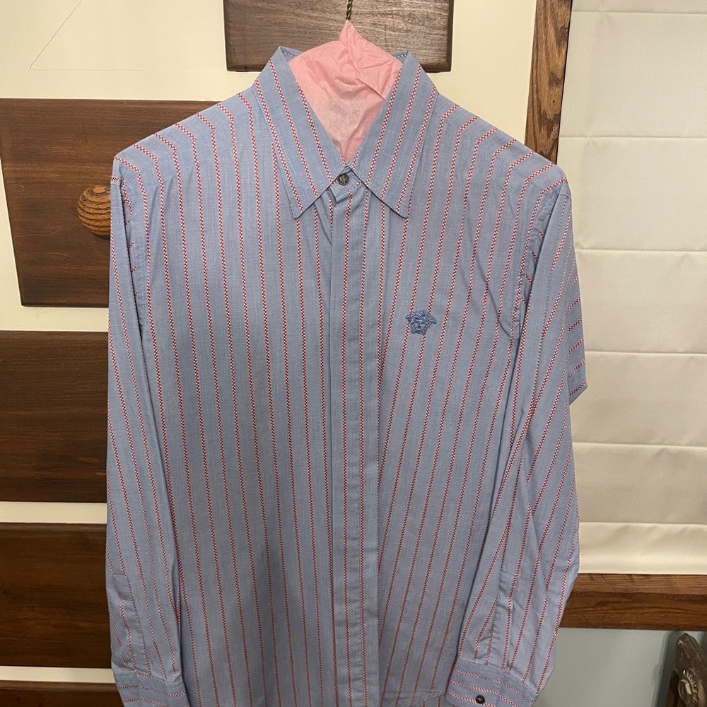 Versace Jeans Collection Blue and Red Patterned Shirt
